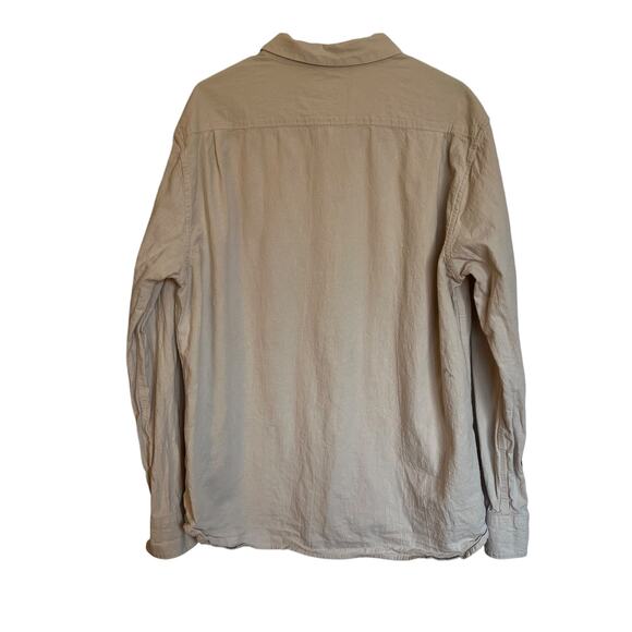 Flint and Tinder Cotton Linen Shirt Salt Cream Tan Button Down Long Sleeve XXL - Picture 2 of 9